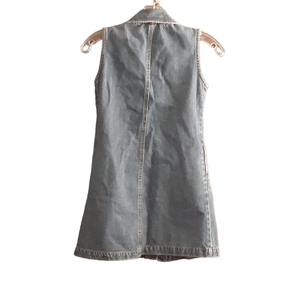 GAP Girls Dress Denim Jean Shirt Dress Button Front Sleeveless Knee Length  7/8 - Picture 2 of 7